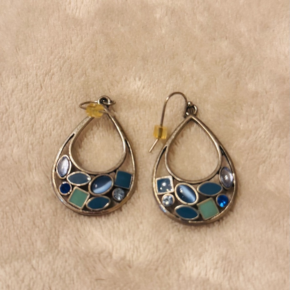 Lia Sophia Teardrop Earrings with Blue and Green Accents